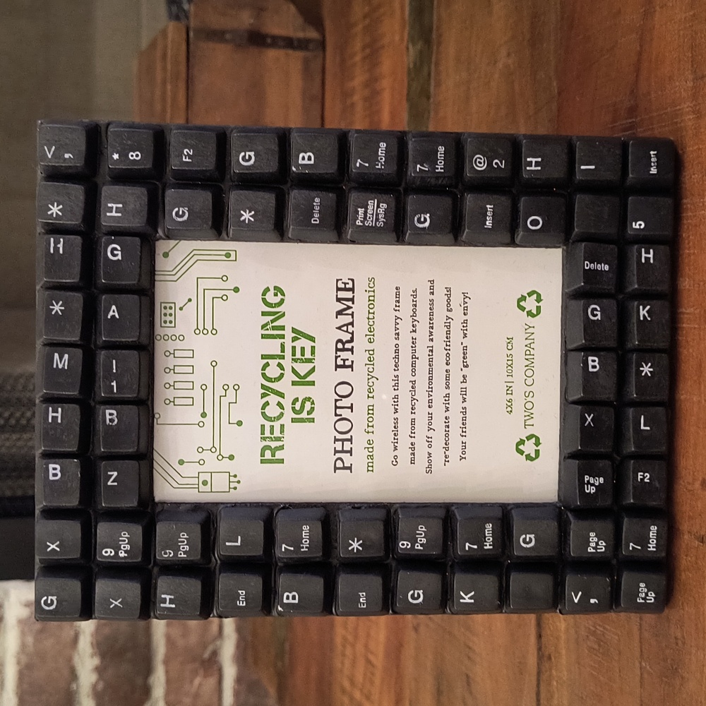 Two's Company Typewriter Recycled Key Frame 4x6